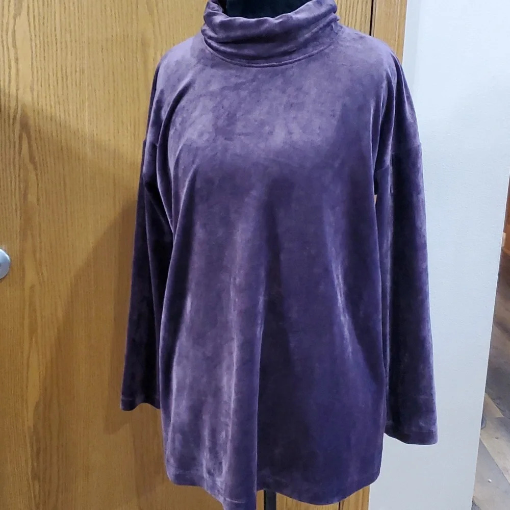 Pure Jill by j jill soft velvet purple cowl neck long sleeve top